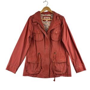 Y2K Mossimo Field Utility Jacket Women’s XXL (20” Ptp) Cotton Orange Drawstring